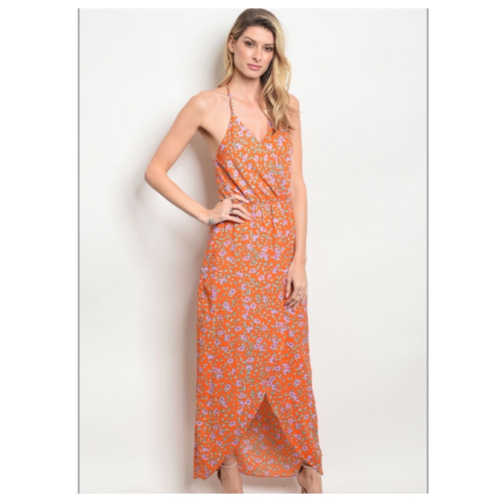 🆑CLOSING🆑Floral Dress Orange Purple - Picture 5 of 7